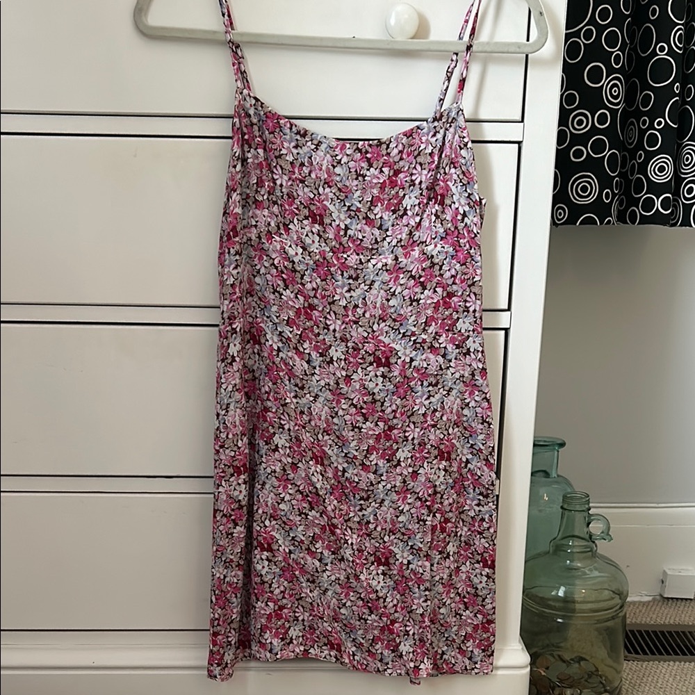 ARITZIA Sunday Best Pink and Brown Floral Dress